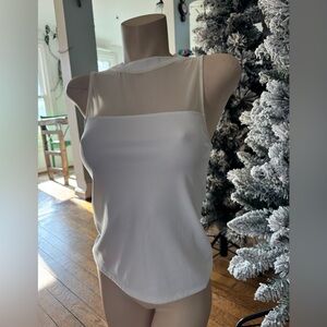 Express Cream Sleeveless Mesh and Nylon Tank